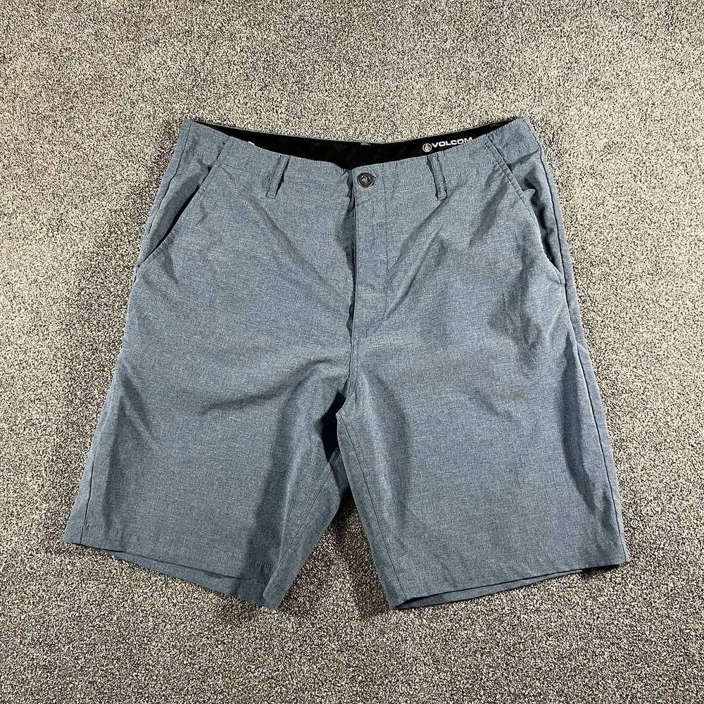 Volcom Frickin Static Mens 36 Blue Gray 4 Way Stretch Chino Golf Shorts A0911513